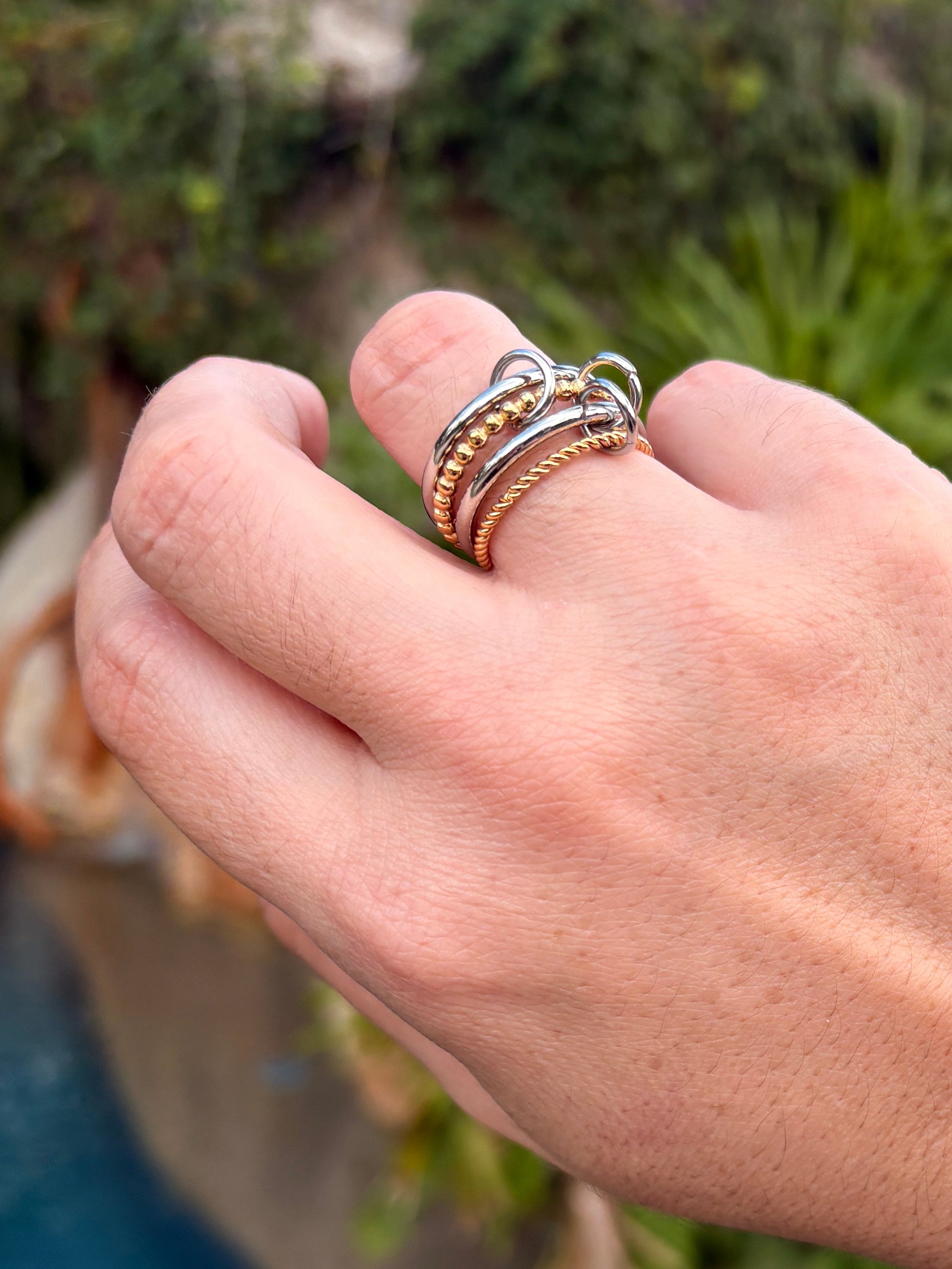 Stacked 2 Toned Loop Ring - Sky’s Gem Box