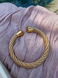 Gold Tone Stainless Steel Cable Cuff Bracelet - Sky’s Gem Box