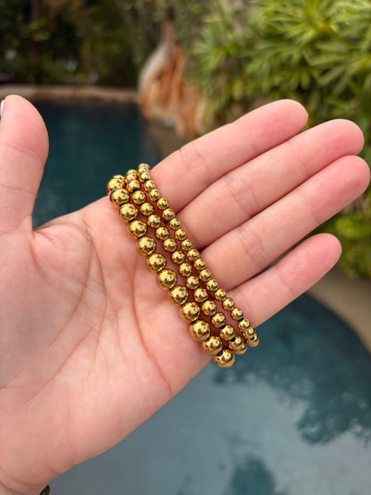 Gold Stainless Steel Beaded Bracelets