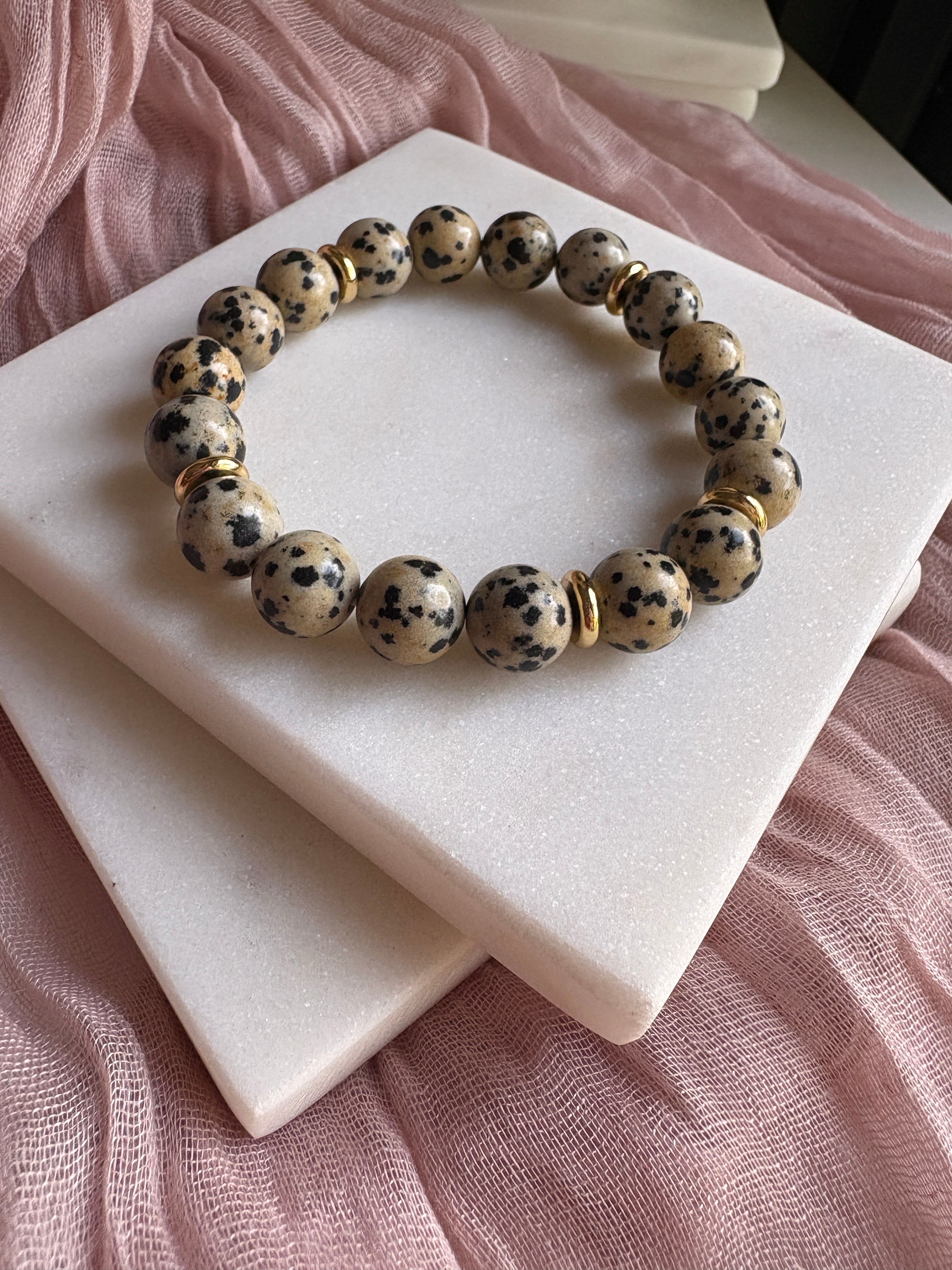 Dalmatian Jasper Beaded Bracelet