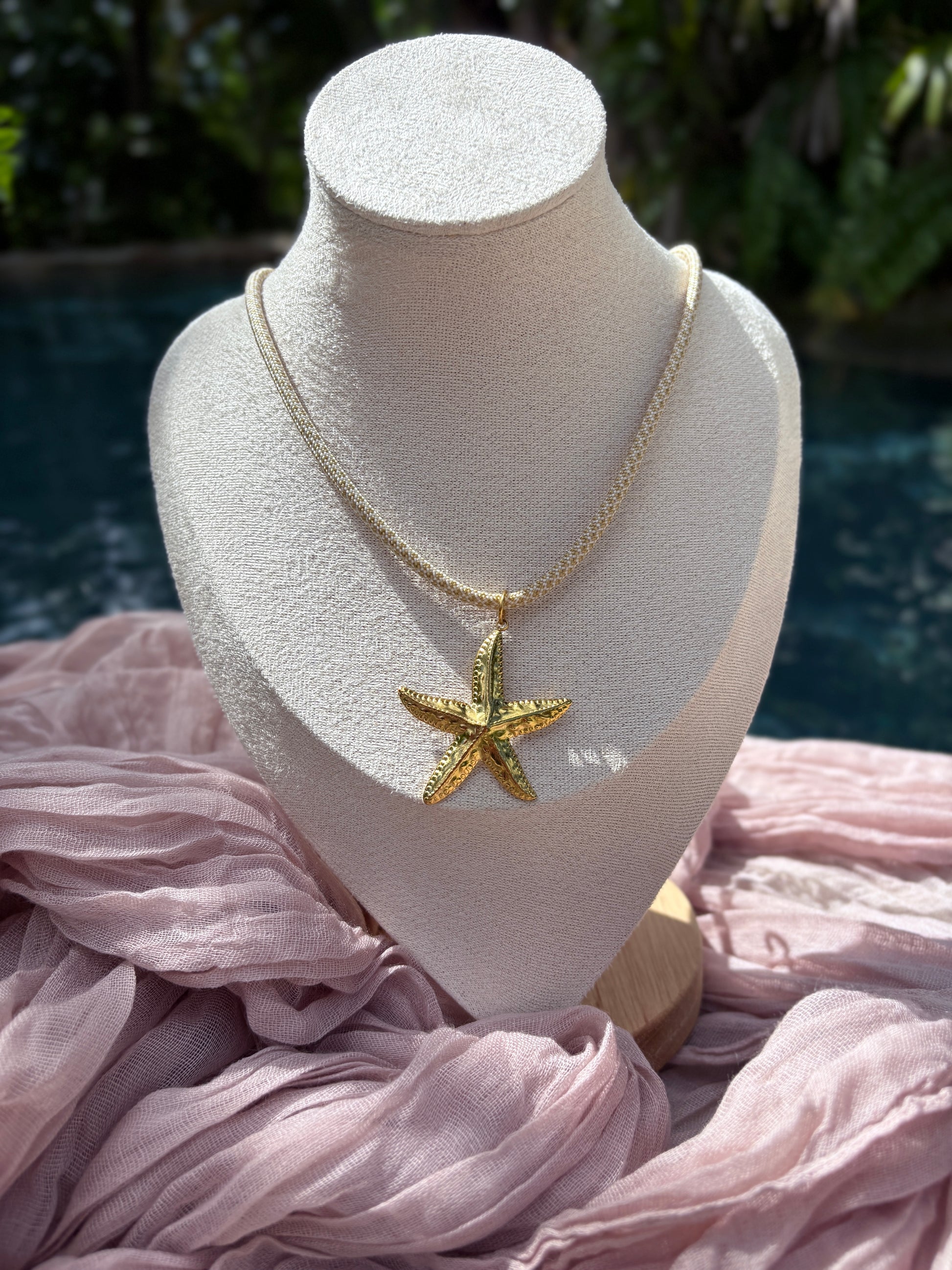 Tan Cord Starfish Neckace - Sky’s Gem Box