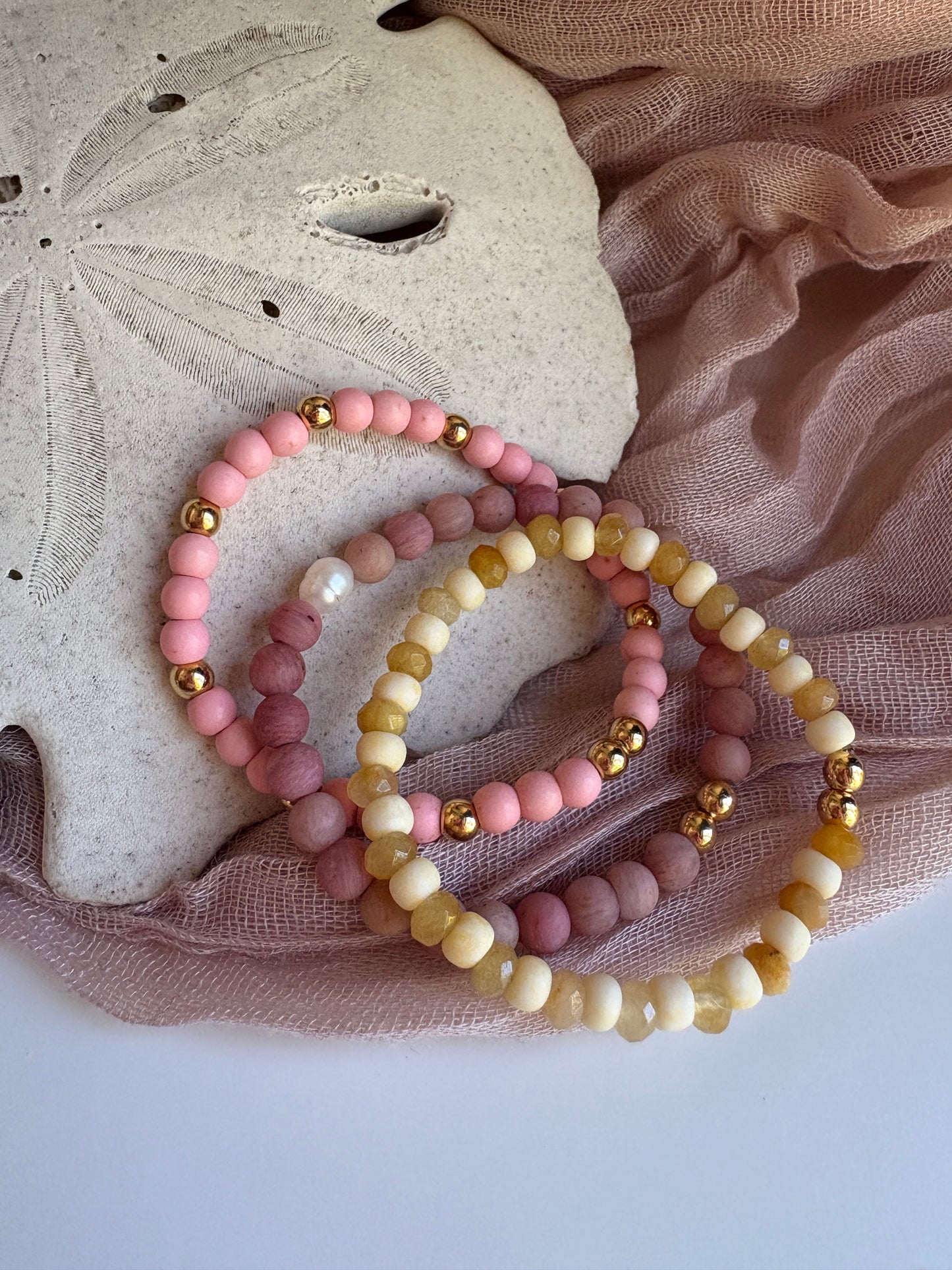 Kids- Pink & Gold Beaded Bracelet