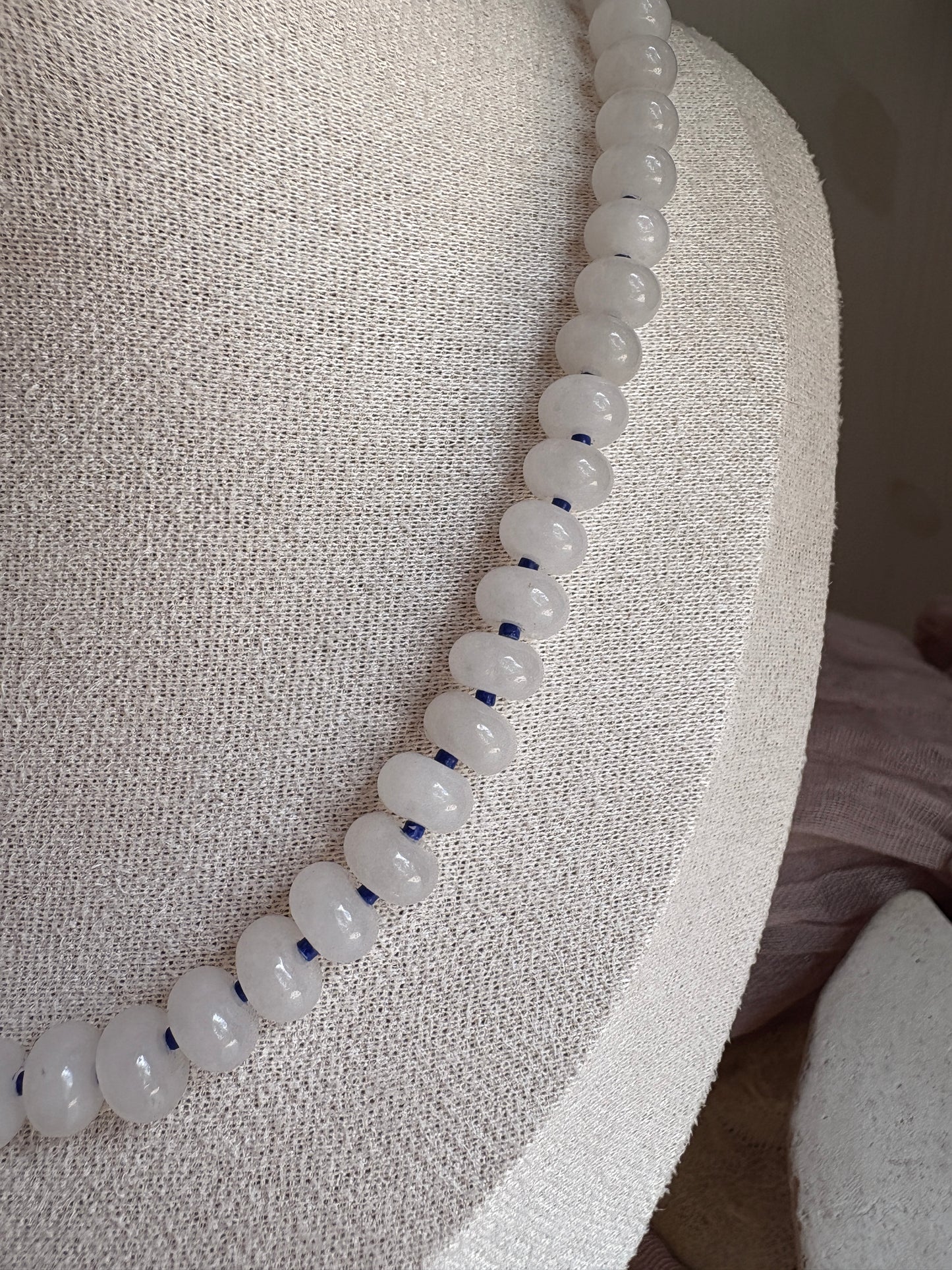White and Navy Agate Necklace