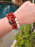 Carnelian and Fossil Jasper Bracelet