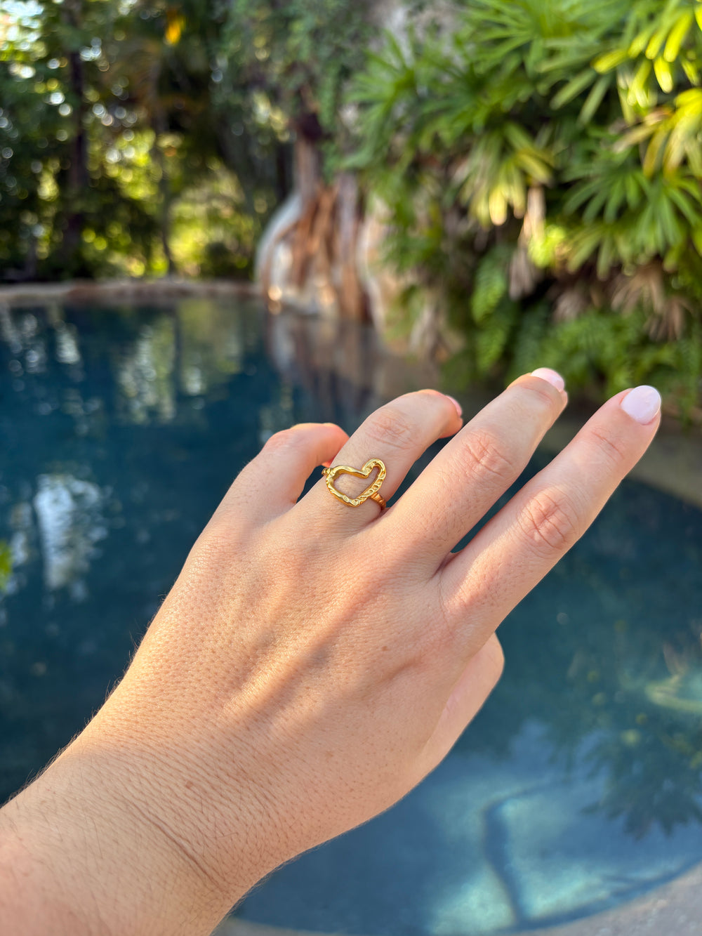 Adjustable Hammered Heart Ring - Sky’s Gem Box