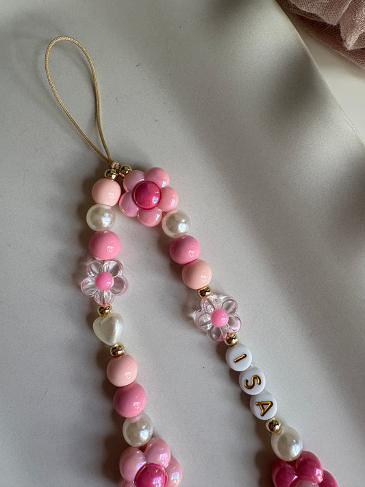 Pink Flowers Phone Strap