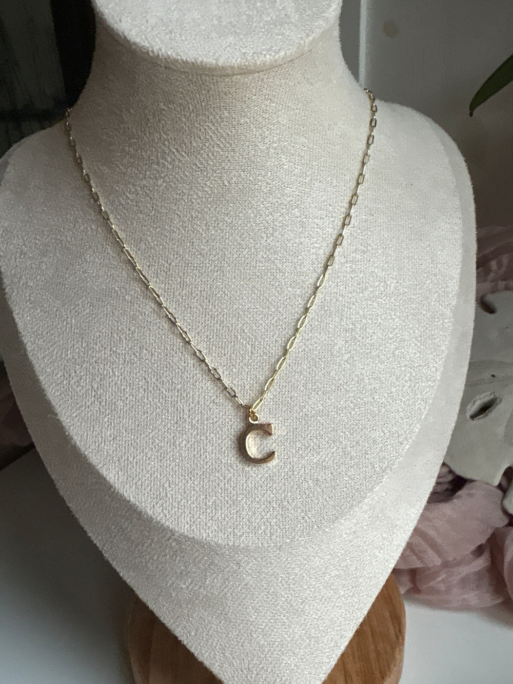 Classic Block Initial on Paperclip chain - Sky’s Gem Box