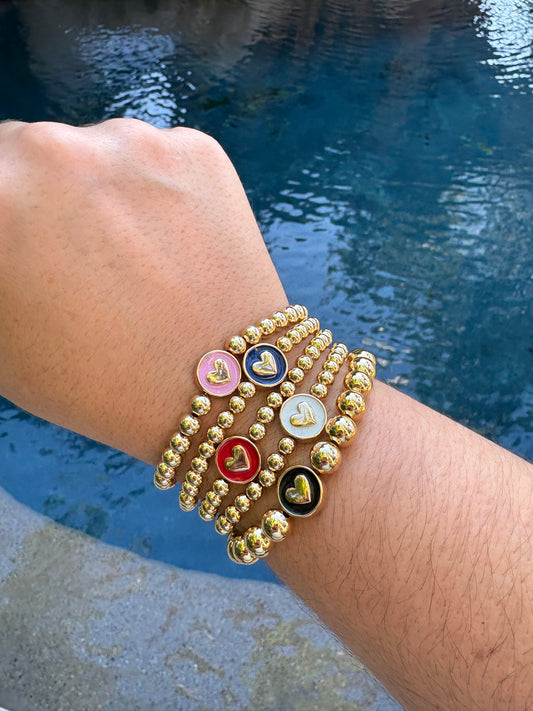 Heart beaded stretch bracelet