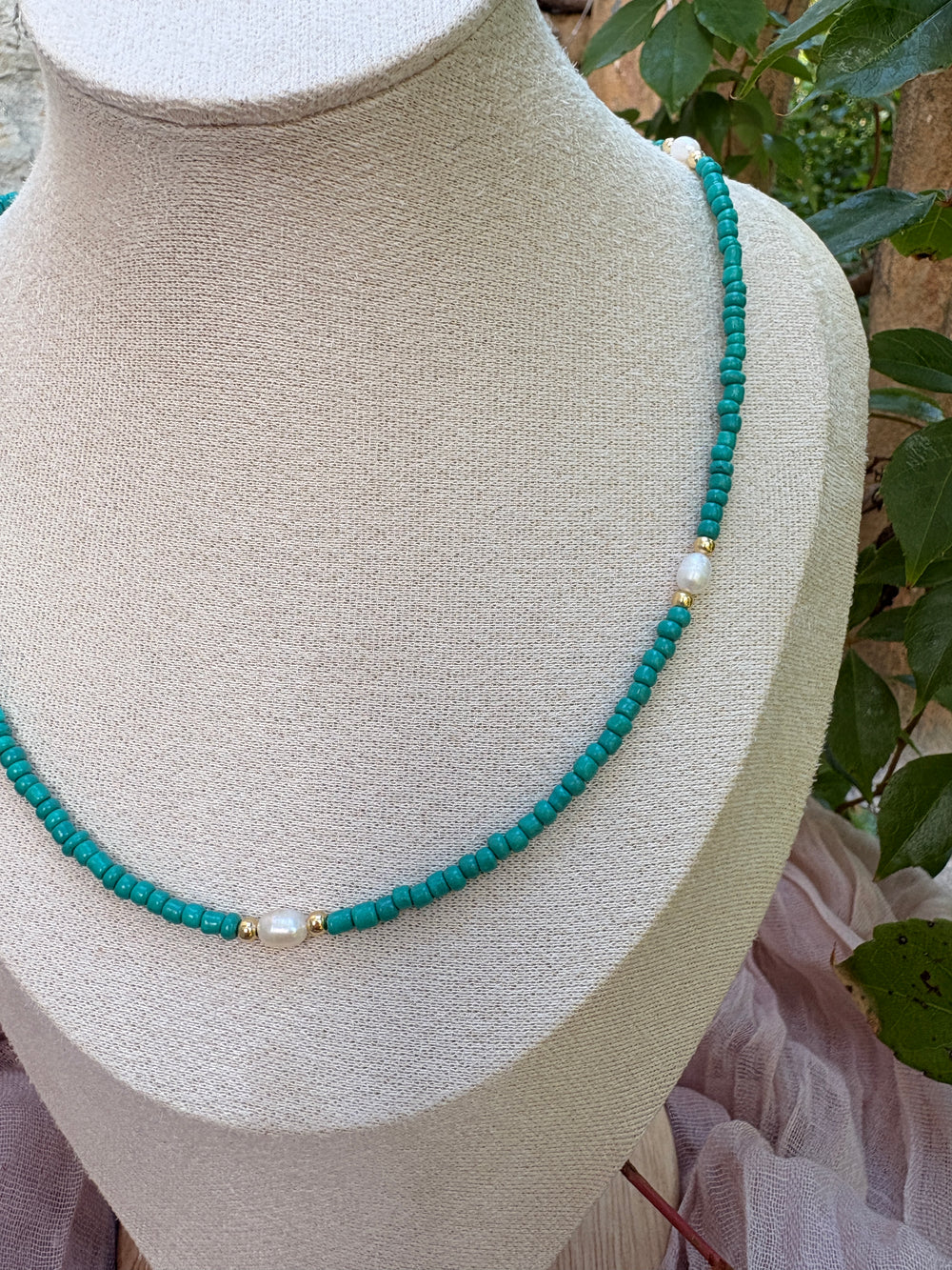 Turquoise Seed Bead Necklace - Sky’s Gem Box