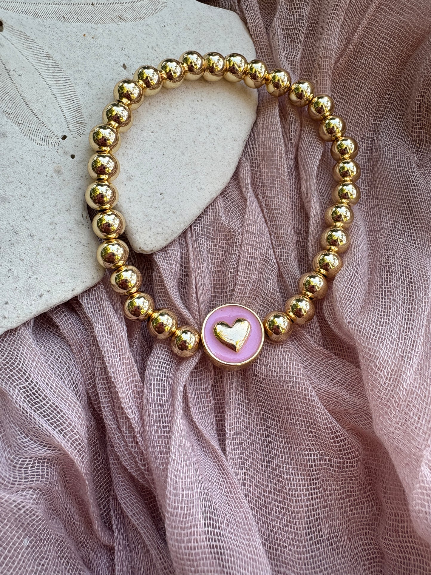 Heart beaded stretch bracelet