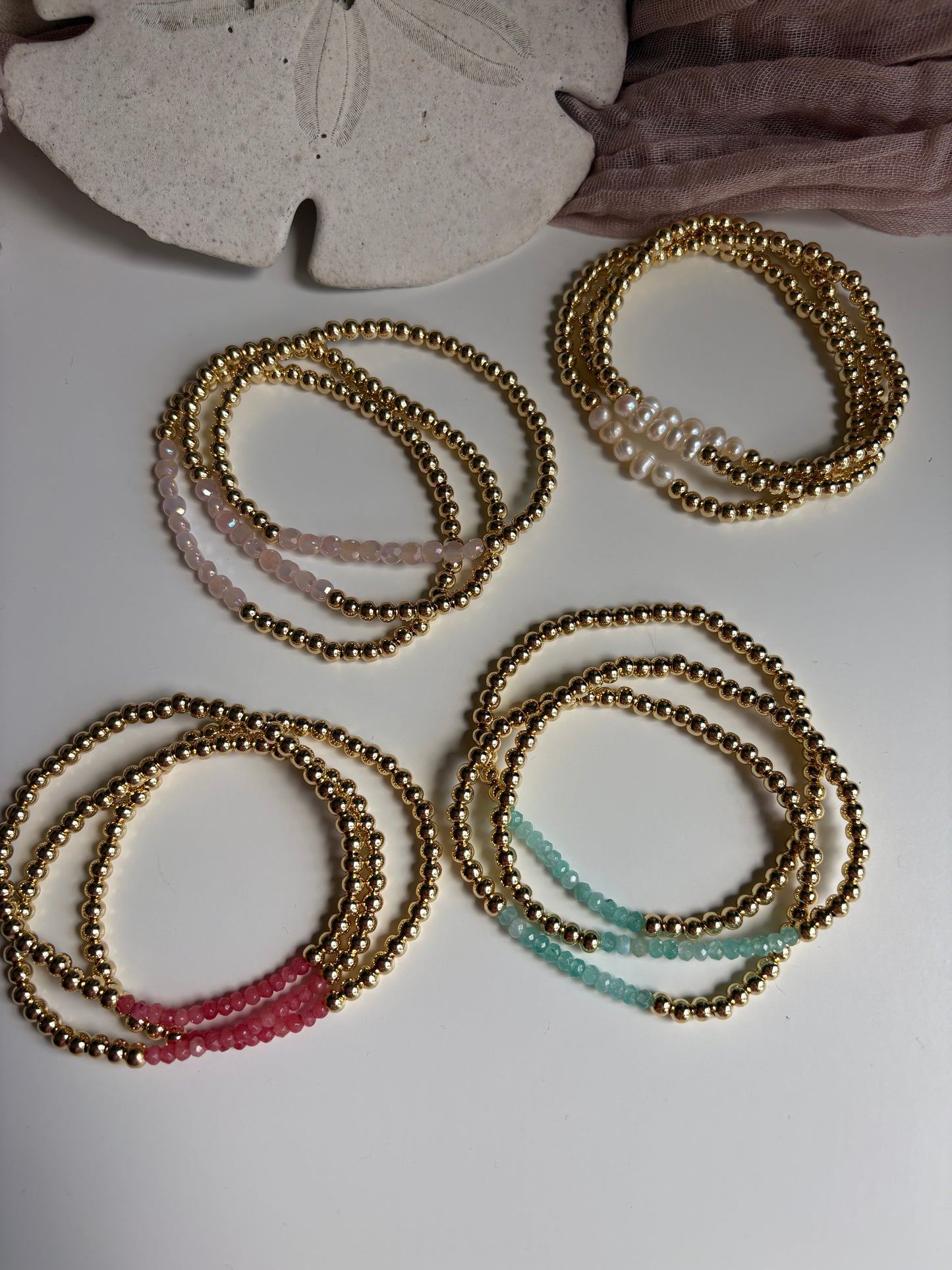 Agate or Pearl Stretch Bracelet