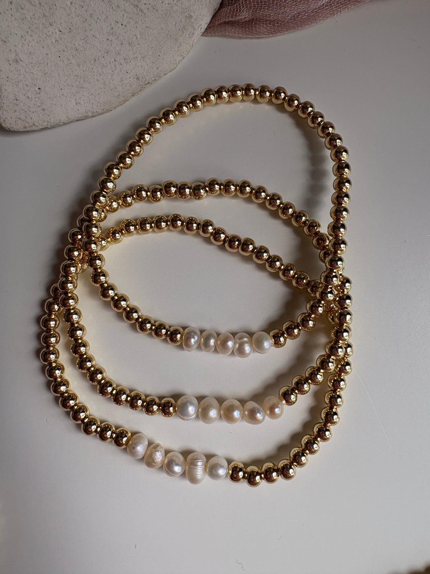Agate or Pearl Stretch Bracelet