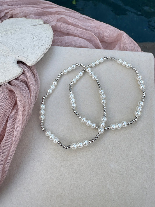 Small Triple Pearl Beaded Bracelet