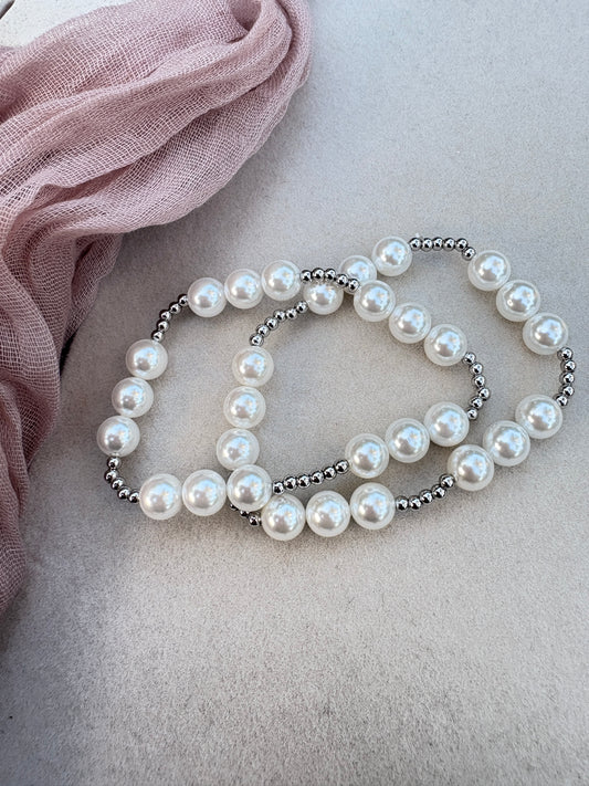 Large Triple Pearl Beaded Bracelet