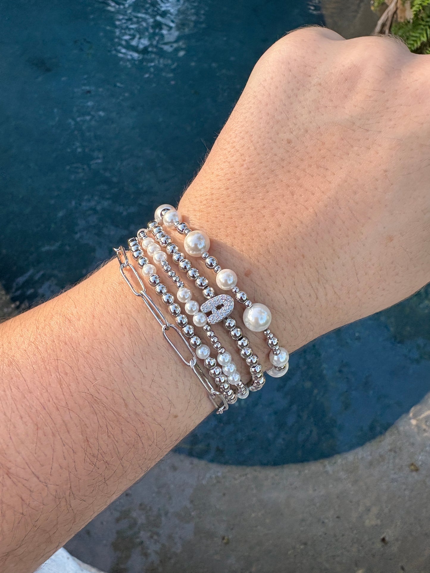 Small Triple Pearl Beaded Bracelet