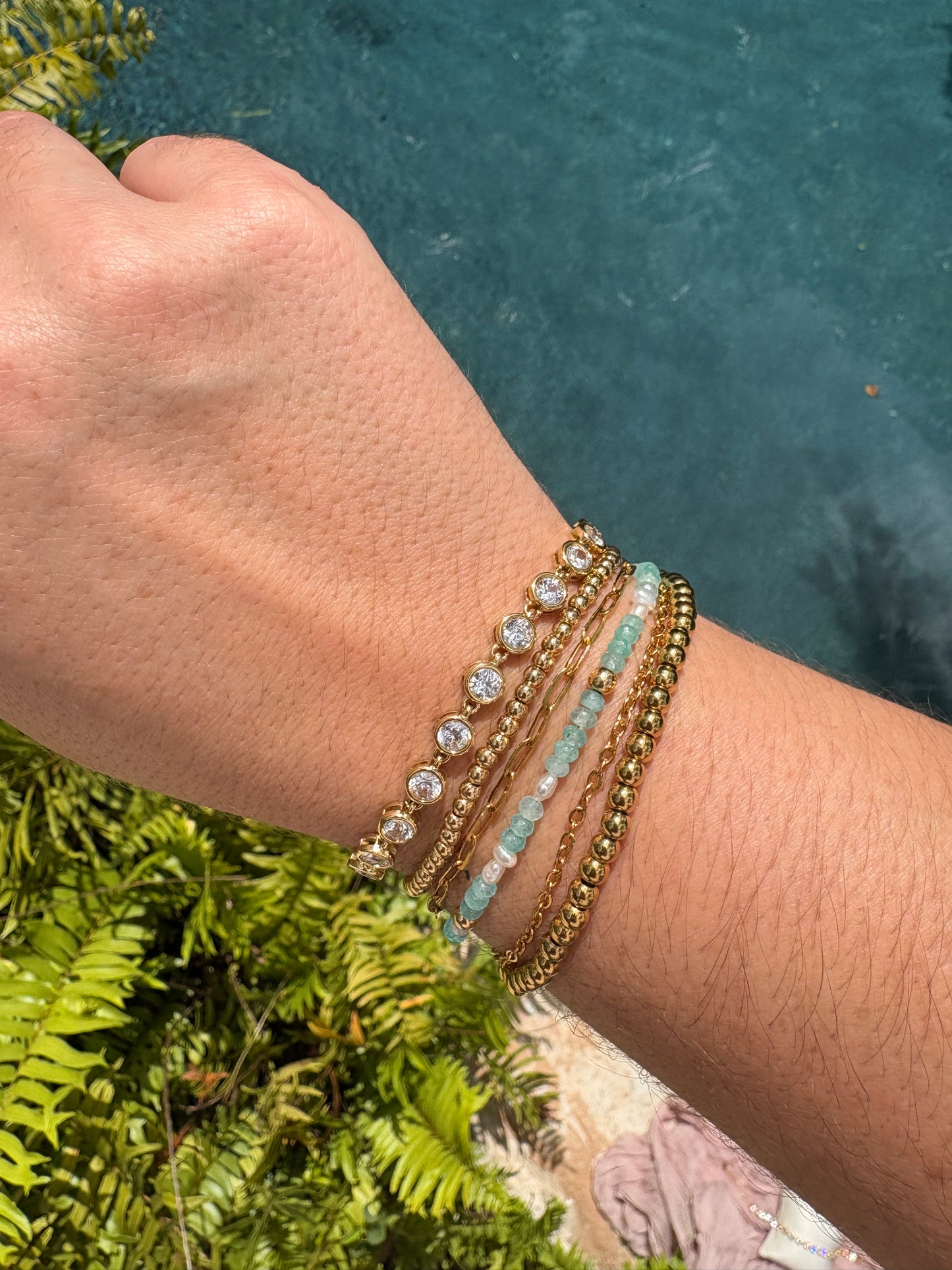 Round Bezel Tennis Bracelet- Pink or White