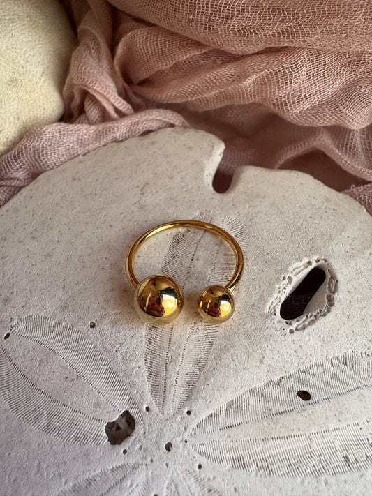 Adjustable Gold Ball Ring