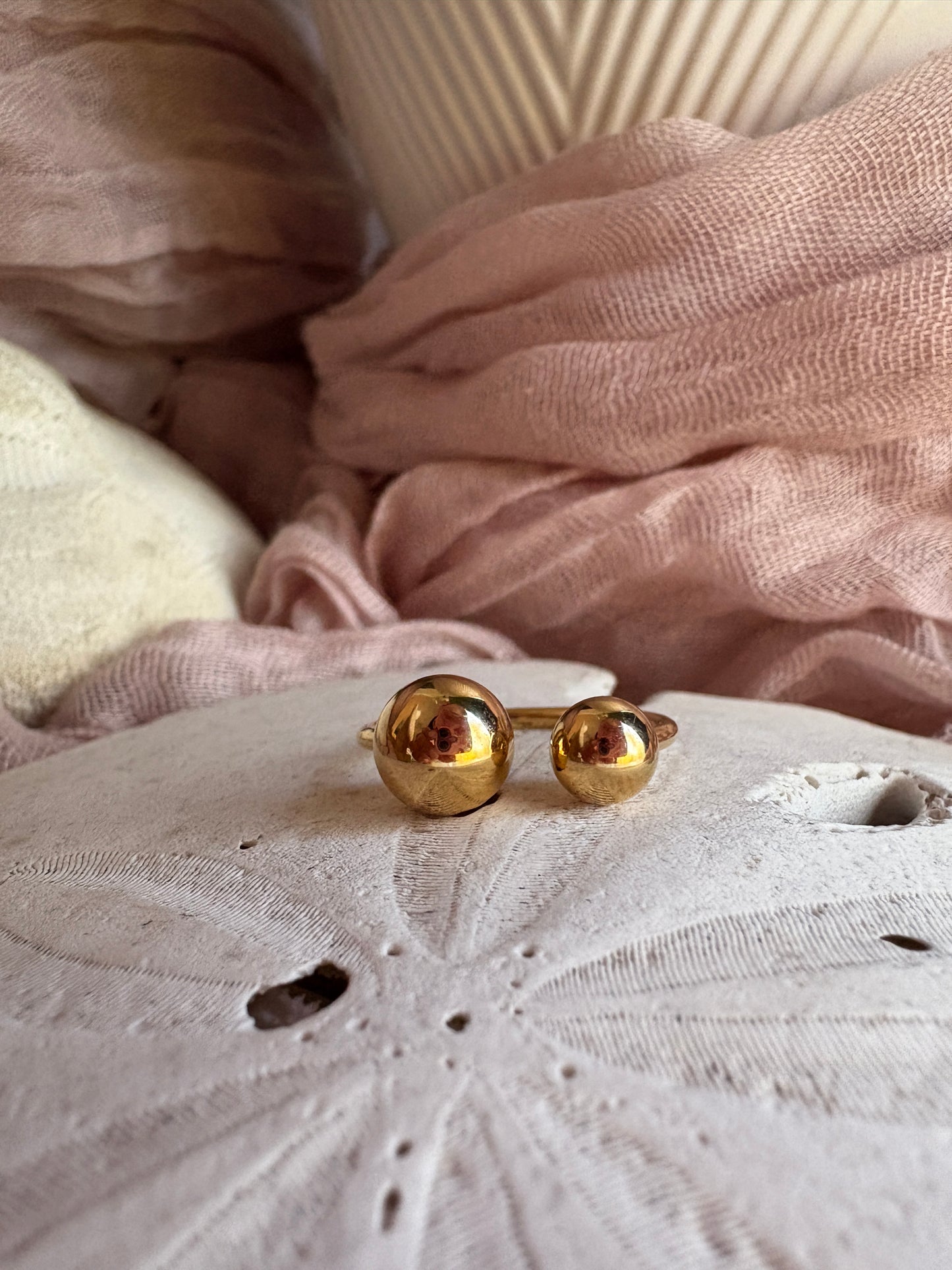 Adjustable Gold Ball Ring