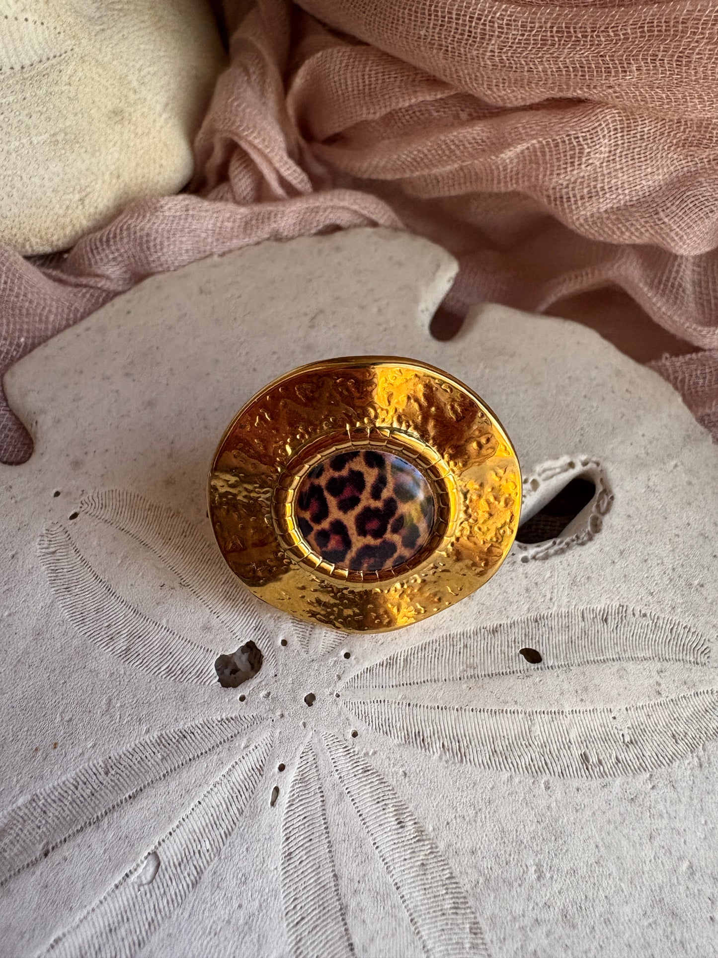 Adjustable Leopard Print Statement Ring