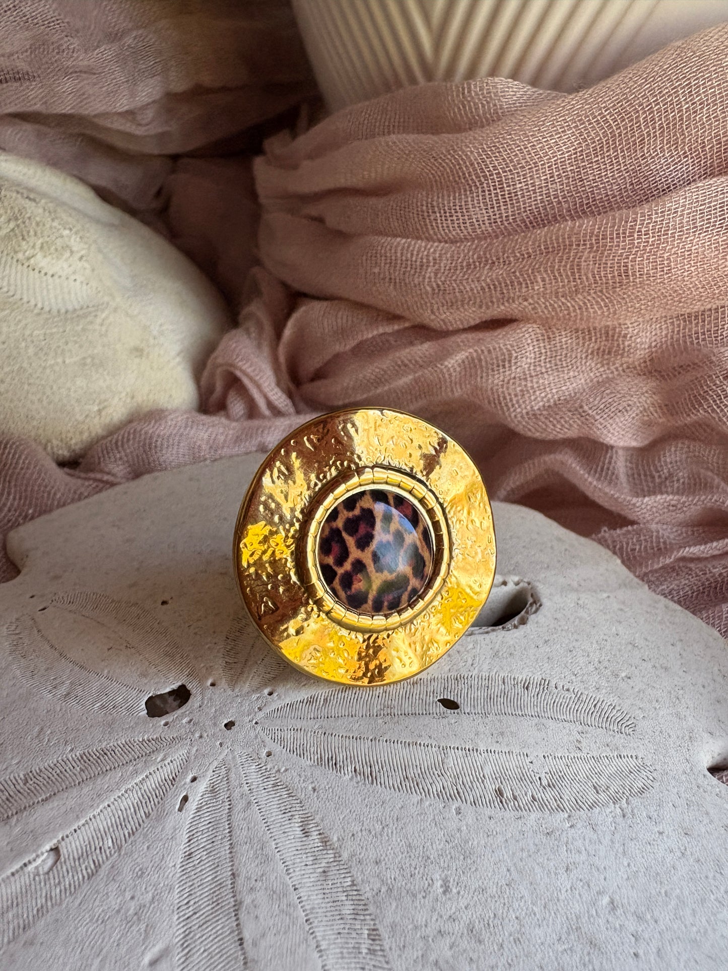 Adjustable Leopard Print Statement Ring
