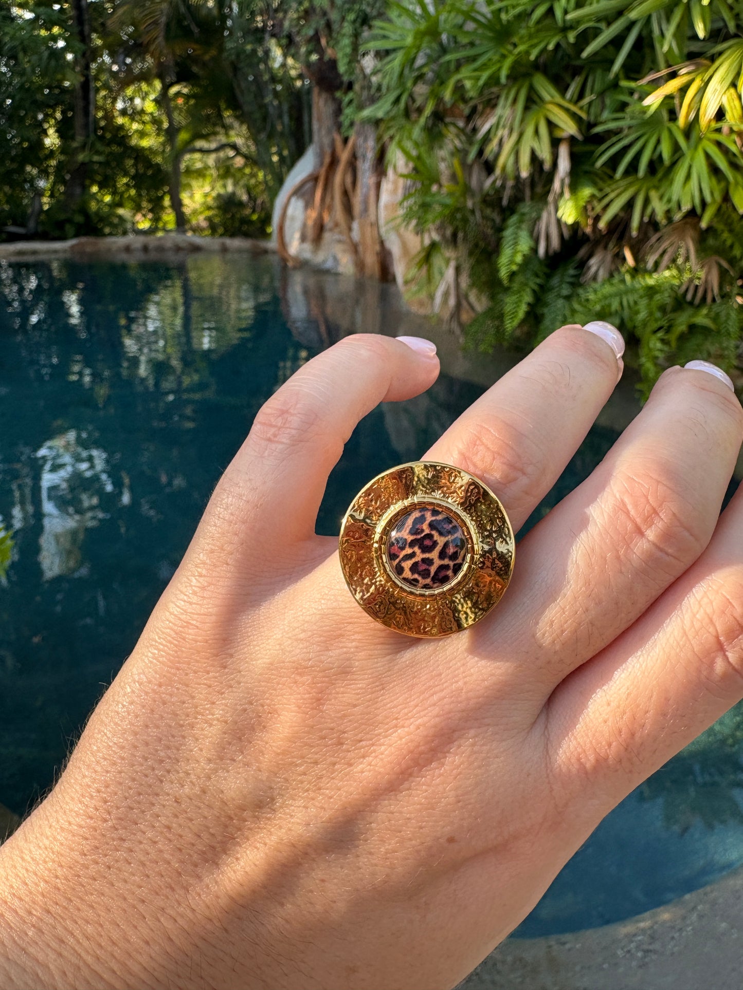 Adjustable Leopard Print Statement Ring