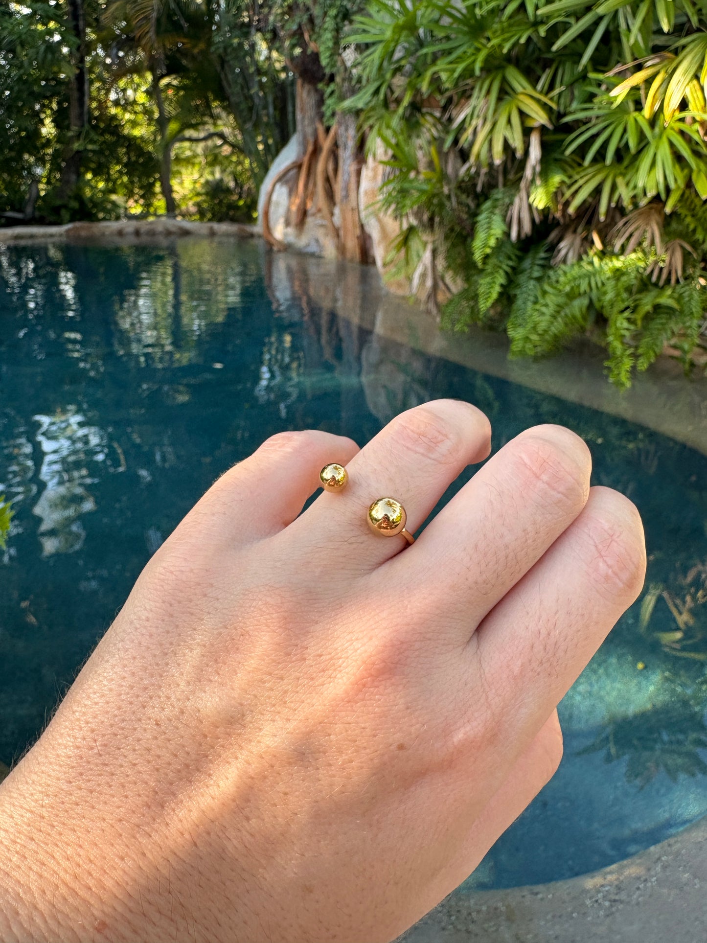 Adjustable Gold Ball Ring
