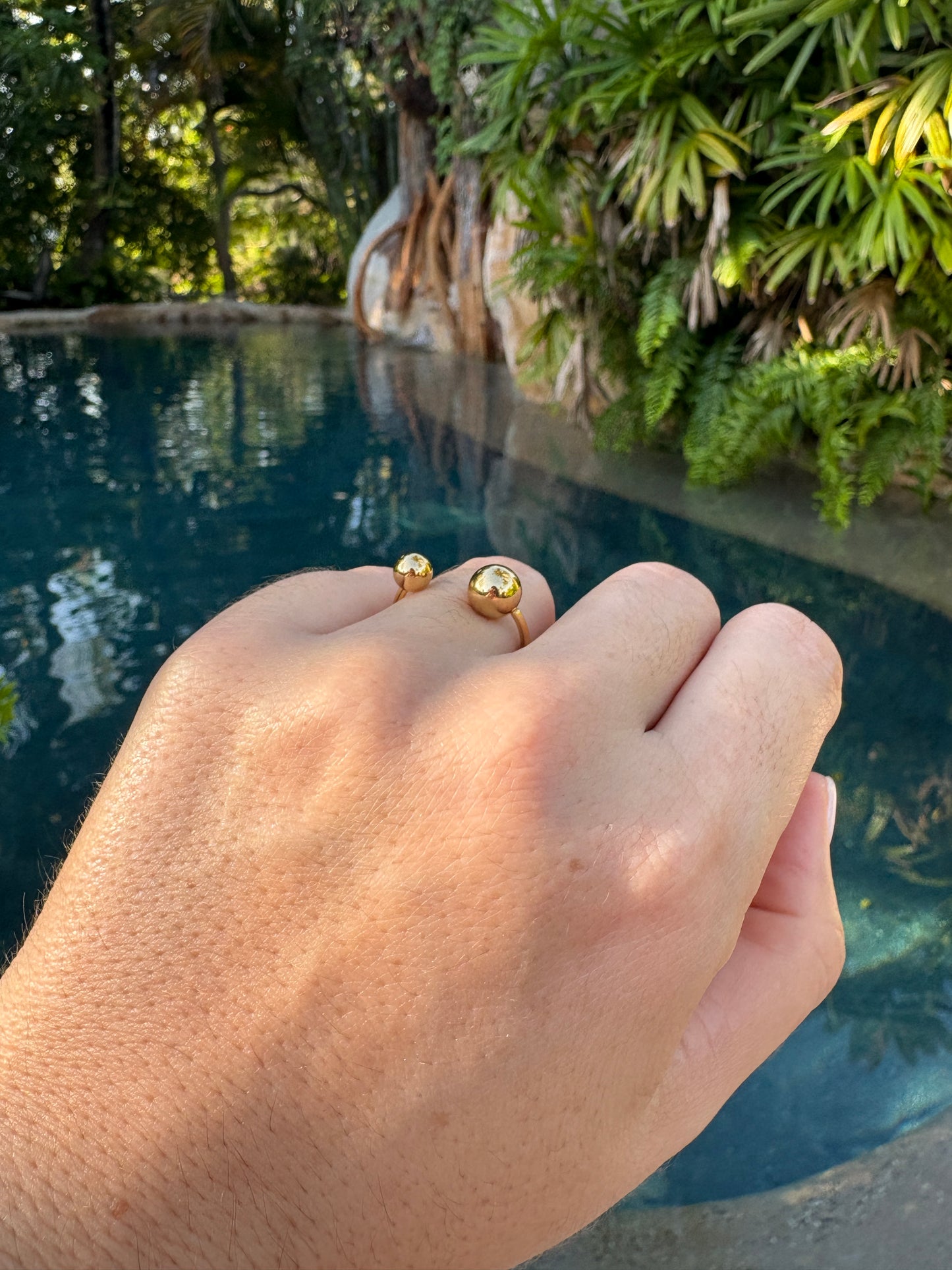 Adjustable Gold Ball Ring