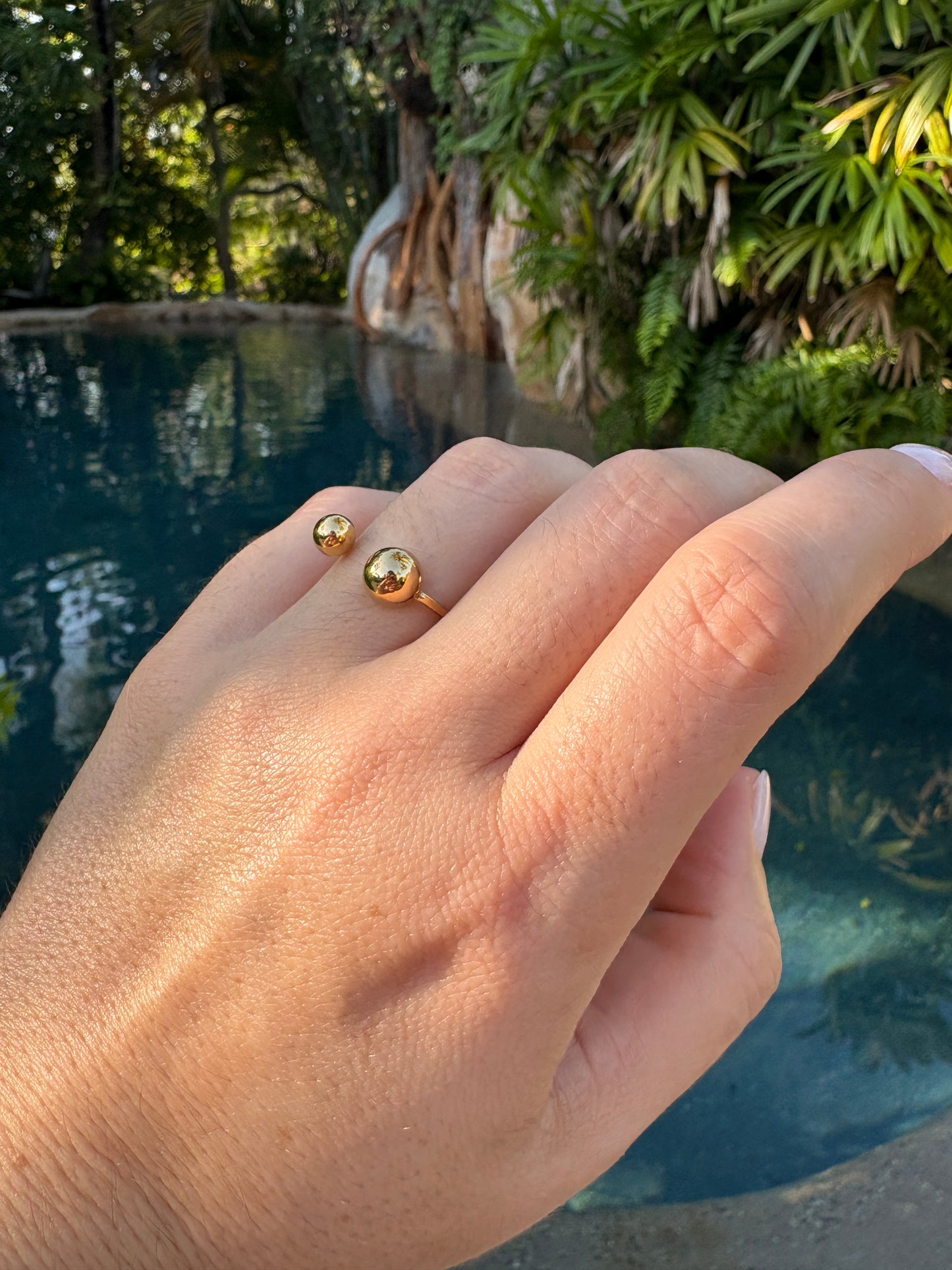 Adjustable Gold Ball Ring