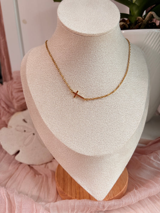 Sideways Cross Necklace
