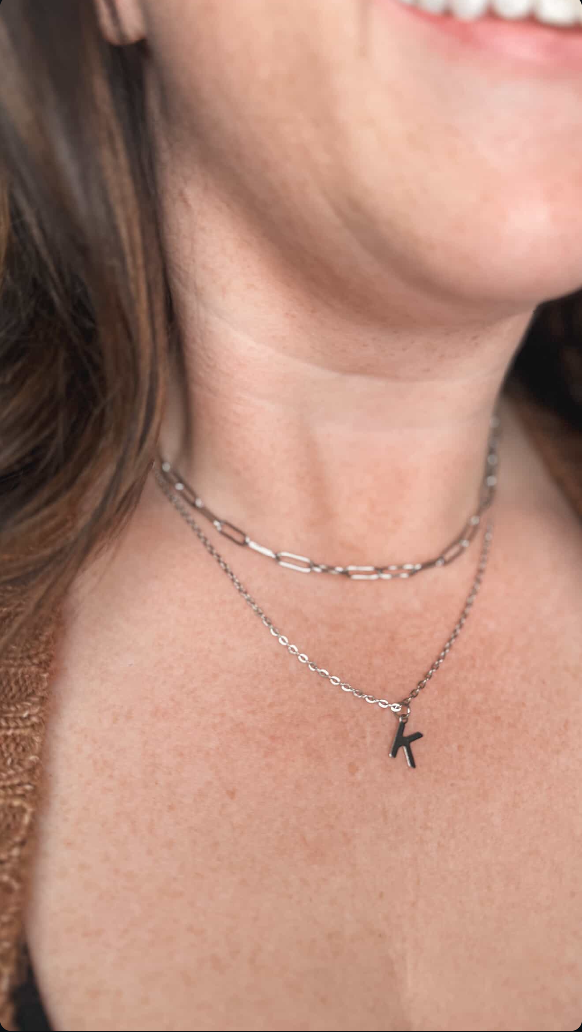 Silver Paperclip & Initial Necklace Set - Sky’s Gem Box