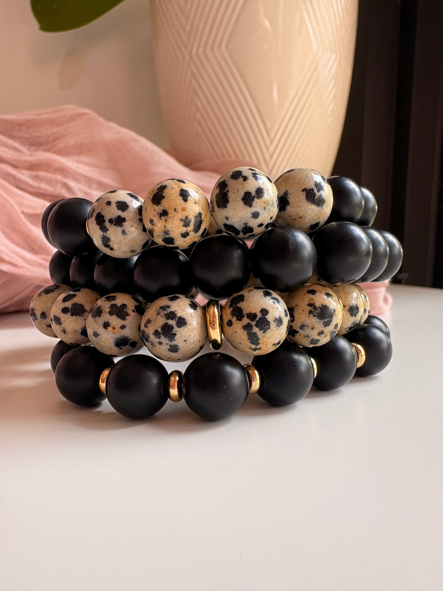 Dalmatian Jasper Beaded Bracelet