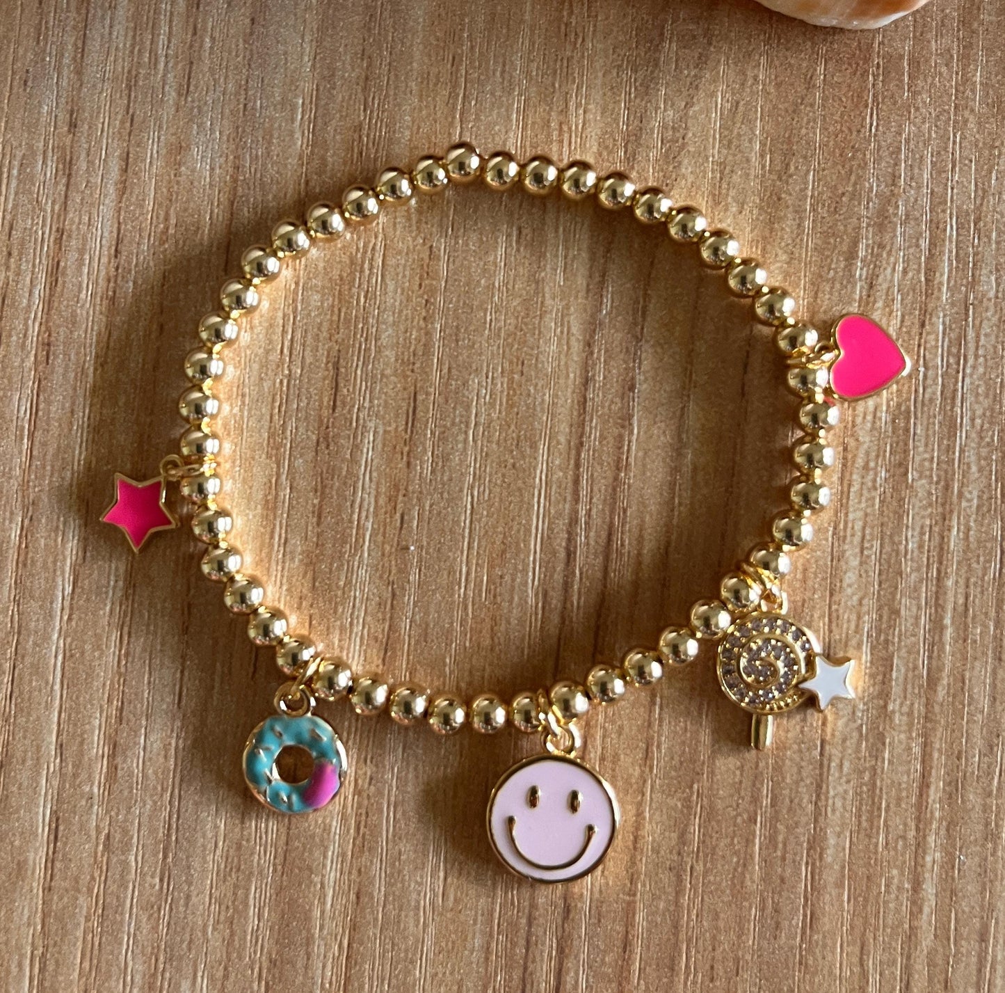 Elastic Beaded Charm Bracelet