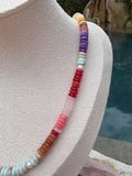 Rainbow Flat Agate Necklace - Sky’s Gem Box