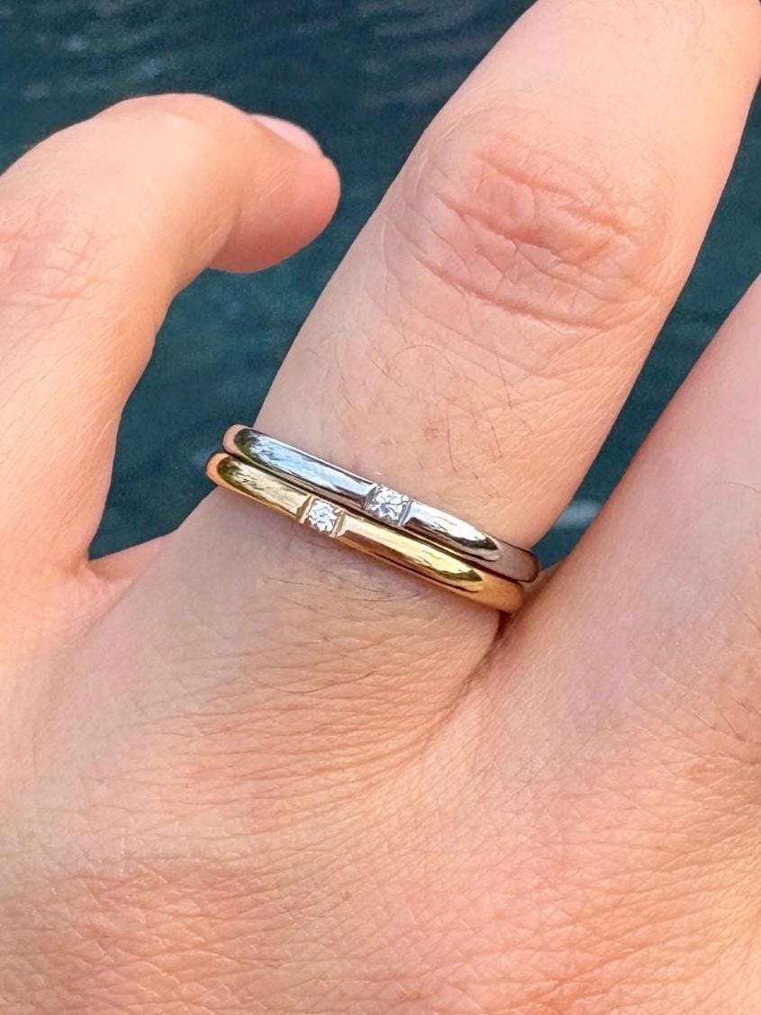 Dainty Square Stacking Ring - Sky’s Gem Box