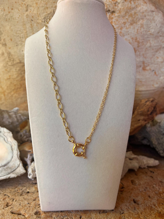 Mixed chain with spring ring clasp