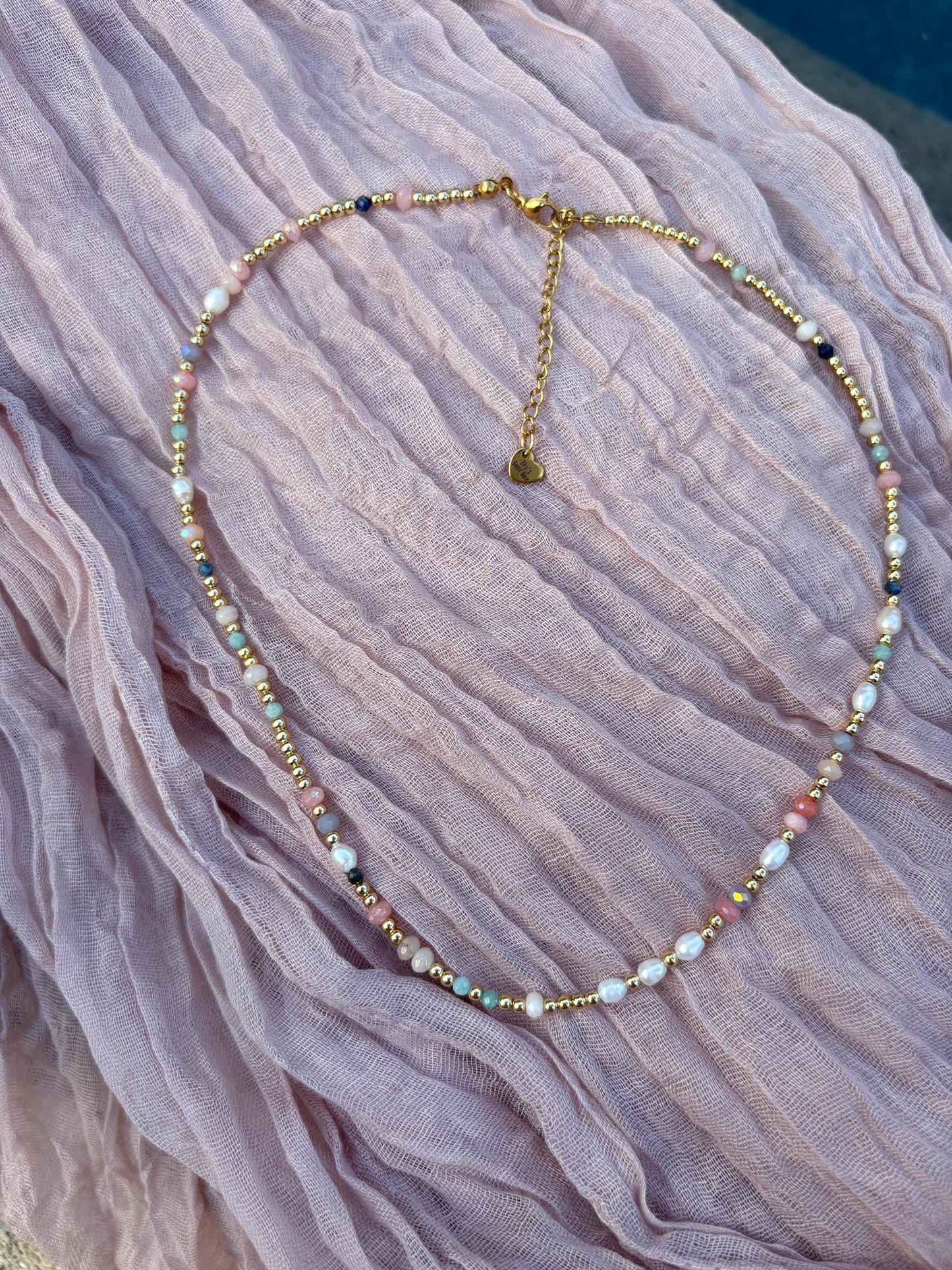 Colorful Agate and Pearl Necklace