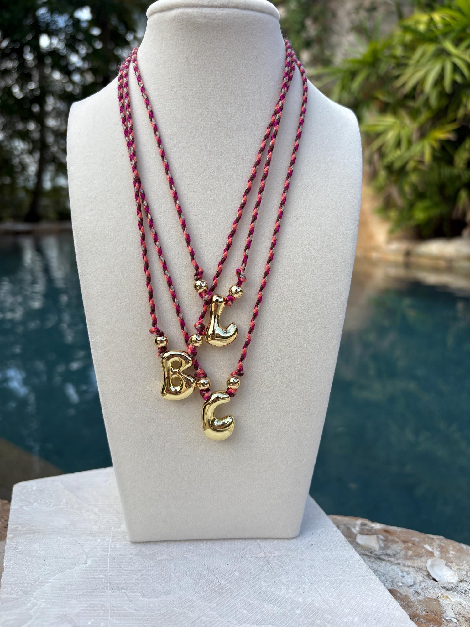 Bubble Letter Necklace on adjustable cord - Sky’s Gem Box