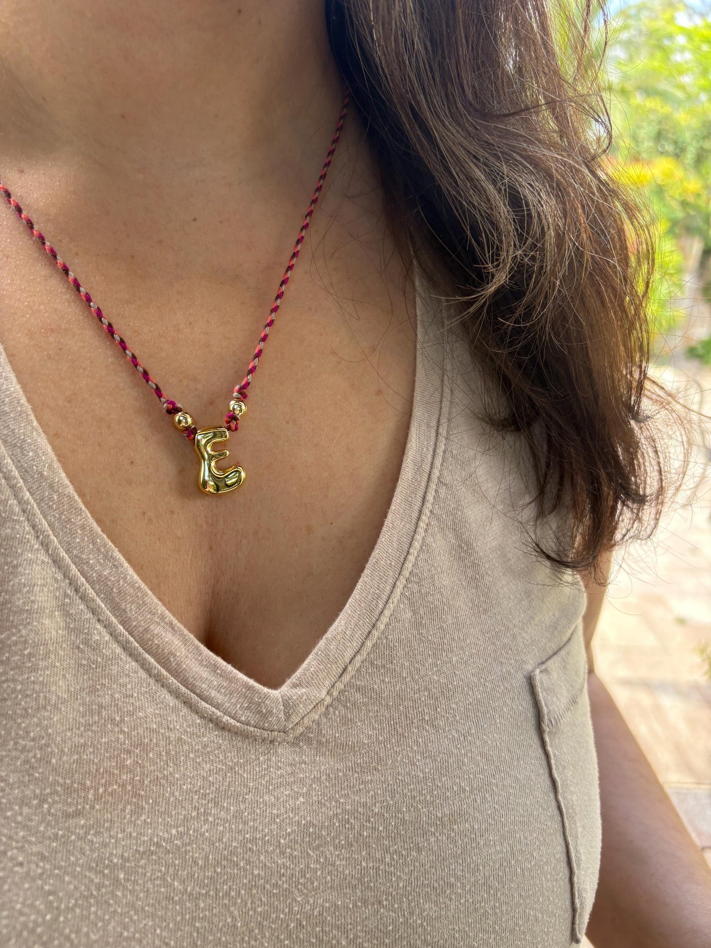 Bubble Letter Necklace on adjustable cord